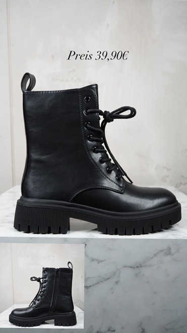 italienische mode kleiber werksverkauf Schwarze, klobige Combat Boots mit Schnürung für die Herbstmode. Preis: 39,90 €