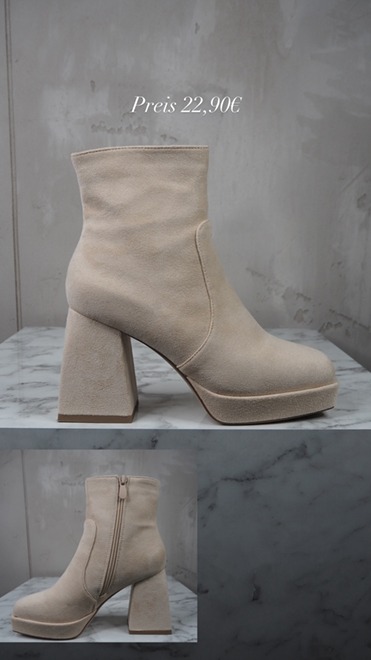 italienische mode kleiber werksverkauf Beige Wildleder Plateau Stiefeletten, Herbstschuhe