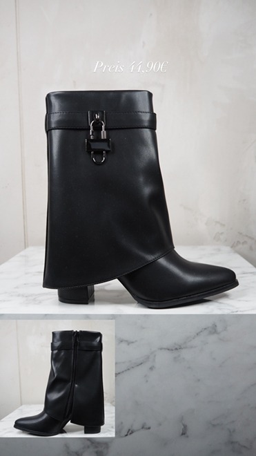 italienische mode kleiber werksverkauf Schwarze Stiefeletten mit einzigartigem Wickeldetail und Schnalle. Preis 44,90 €