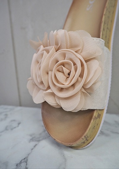 italienische mode kleiber werksverkauf Sandale mit Blumenapplikation in Rosé