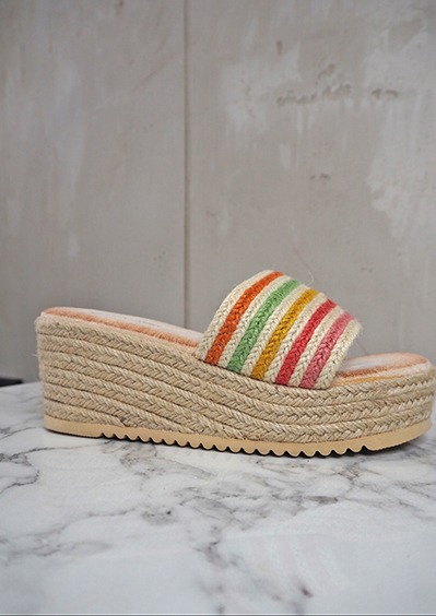 italienische mode kleiber werksverkauf Bunte Espadrille-Plateau-Sandalen mit Streifenmuster