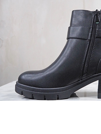 italienische mode kleiber werksverkauf Schwarzer Damen-Stiefel mit Reißverschluss und Schnallenriemen