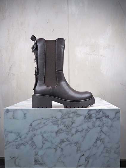 italienische mode kleiber werksverkauf Dunkelbrauner Chelsea-Boot mit Schleifen-Detail an der Ferse