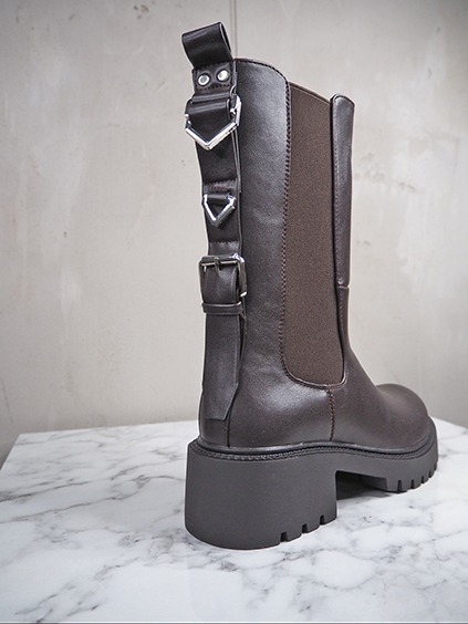 italienische mode kleiber werksverkauf Dunkelbraune Chelsea-Boots mit Schnallen und dicker Sohle